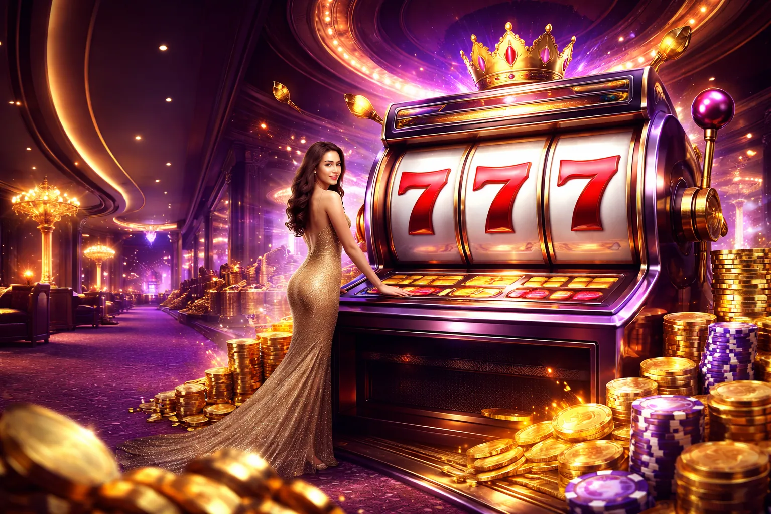 Hình ảnh chính Lucky 8 App Slot Games với biểu tượng may mắn và tiền thưởng
